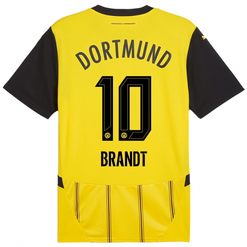 Kandiny Kinder Julian Brandt #10 Gelb Schwarz Heimtrikot Trikot 2024/25 T-Shirt