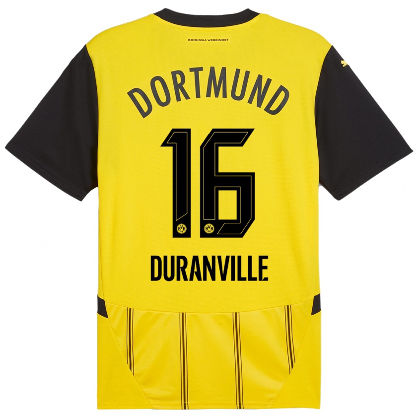 Kandiny Kinder Julien Duranville #16 Gelb Schwarz Heimtrikot Trikot 2024/25 T-Shirt