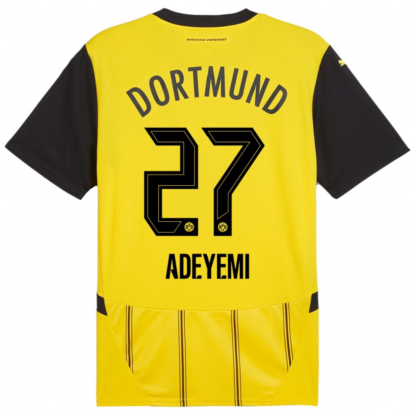 Kandiny Kinder Karim Adeyemi #27 Gelb Schwarz Heimtrikot Trikot 2024/25 T-Shirt