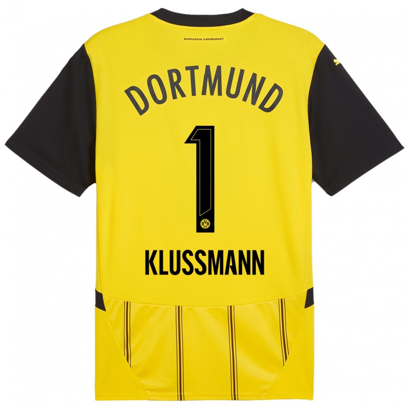 Kandiny Kinder Leon Klußmann #1 Gelb Schwarz Heimtrikot Trikot 2024/25 T-Shirt