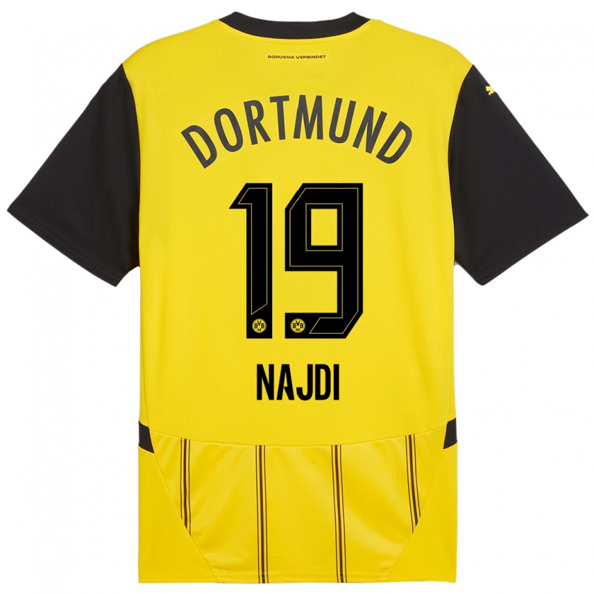 Kandiny Kinder Ahmad Najdi #19 Gelb Schwarz Heimtrikot Trikot 2024/25 T-Shirt