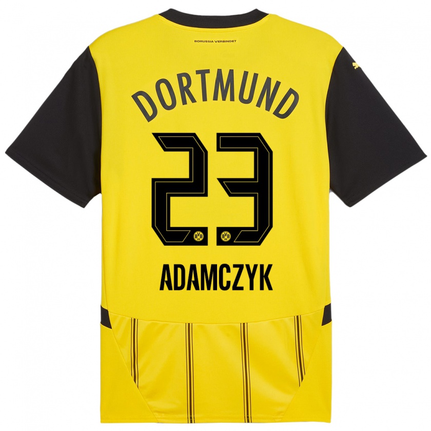 Kandiny Kinder Nico Adamczyk #23 Gelb Schwarz Heimtrikot Trikot 2024/25 T-Shirt