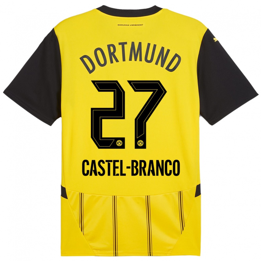 Kandiny Kinder Diego Castel-Branco #27 Gelb Schwarz Heimtrikot Trikot 2024/25 T-Shirt