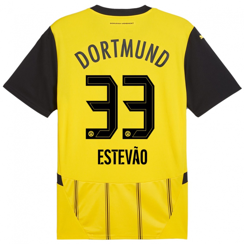 Kandiny Kinder Tiago Estêvão #33 Gelb Schwarz Heimtrikot Trikot 2024/25 T-Shirt