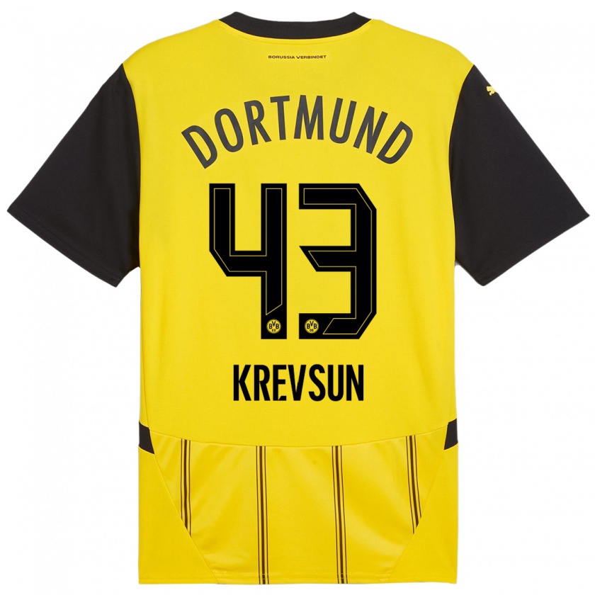 Kandiny Kinder Danylo Krevsun #43 Gelb Schwarz Heimtrikot Trikot 2024/25 T-Shirt