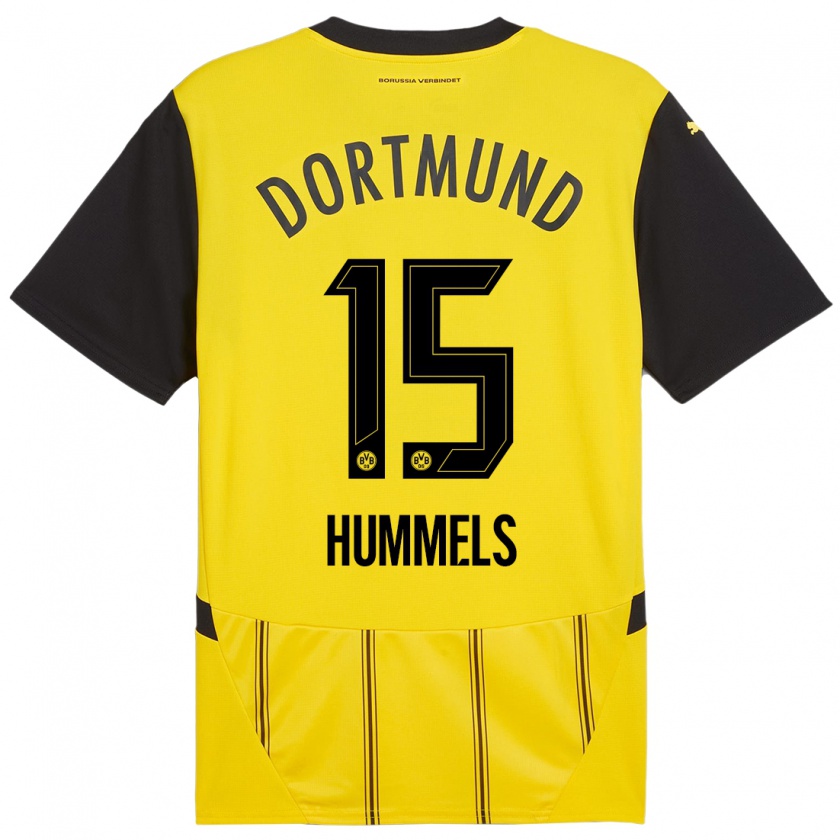 Kandiny Kinder Mats Hummels #15 Gelb Schwarz Heimtrikot Trikot 2024/25 T-Shirt