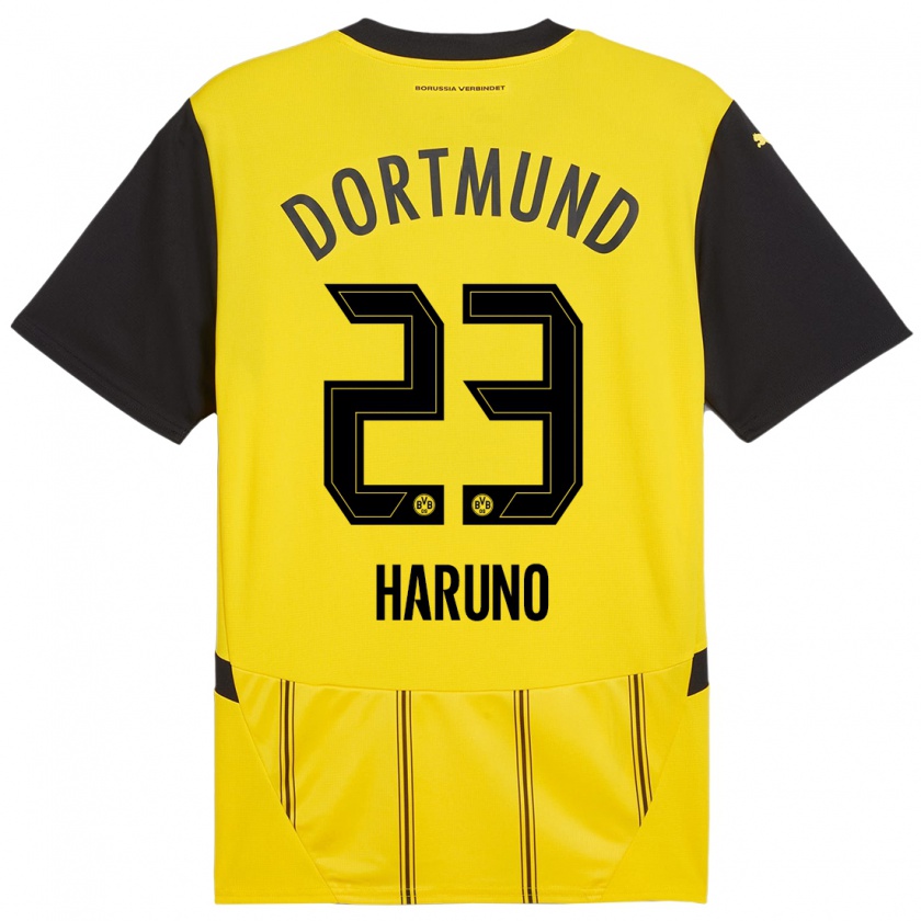 Kandiny Kinder Sasaki Haruno #23 Gelb Schwarz Heimtrikot Trikot 2024/25 T-Shirt