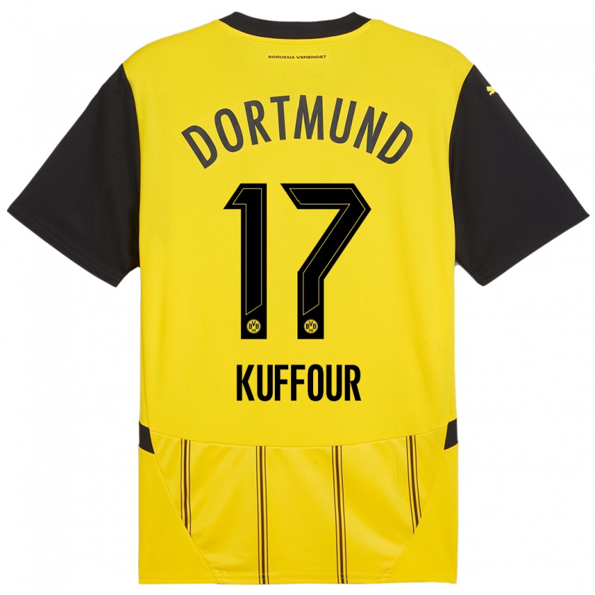 Kandiny Kinder Lloyd-Addo Kuffour #17 Gelb Schwarz Heimtrikot Trikot 2024/25 T-Shirt