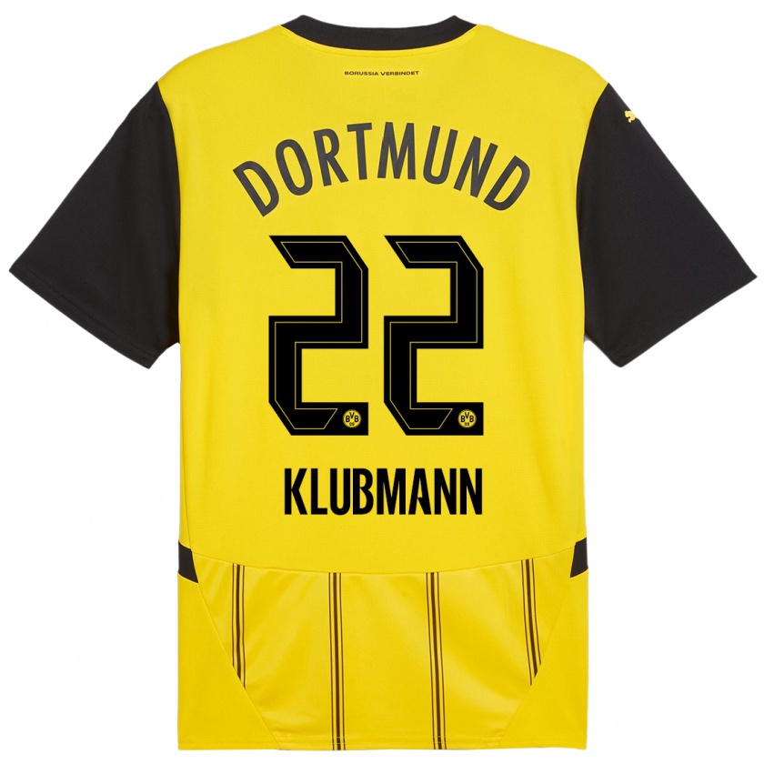 Kandiny Kinder Leon Klubmann #22 Gelb Schwarz Heimtrikot Trikot 2024/25 T-Shirt