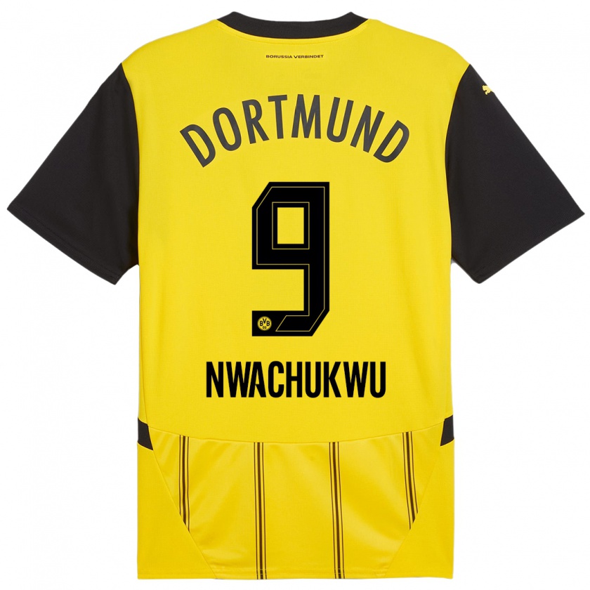 Kandiny Kinder Isaak Nwachukwu #9 Gelb Schwarz Heimtrikot Trikot 2024/25 T-Shirt