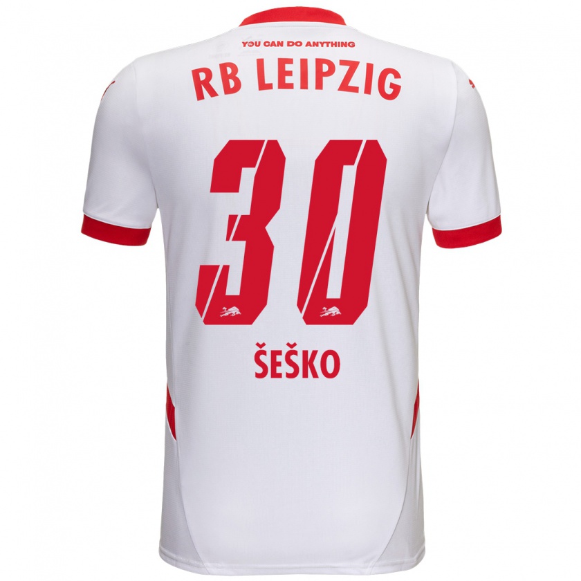 Kandiny Kinder Benjamin Sesko #30 Weiß Rot Heimtrikot Trikot 2024/25 T-Shirt