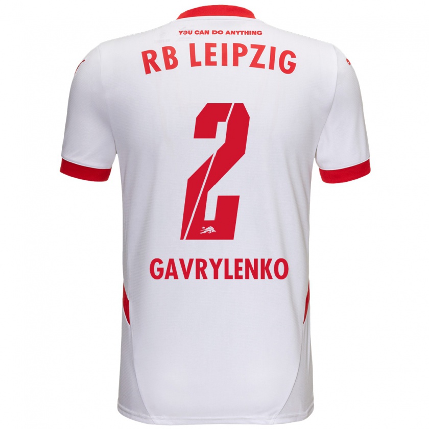 Kandiny Kinder Oleksandr Gavrylenko #2 Weiß Rot Heimtrikot Trikot 2024/25 T-Shirt