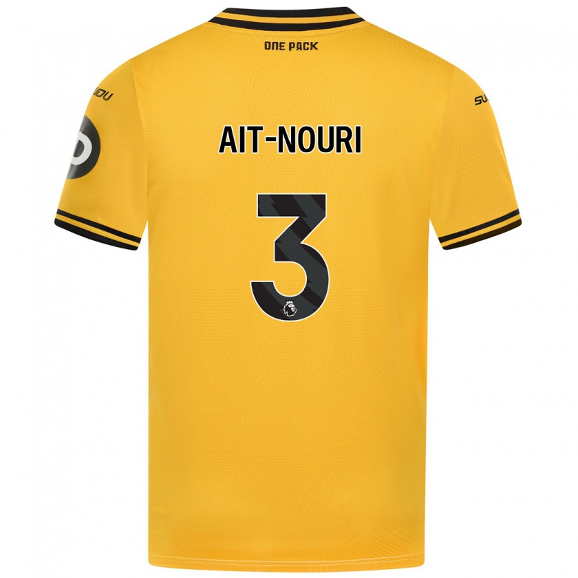 Kandiny Kinder Rayan Aït-Nouri #3 Gelb Heimtrikot Trikot 2024/25 T-Shirt