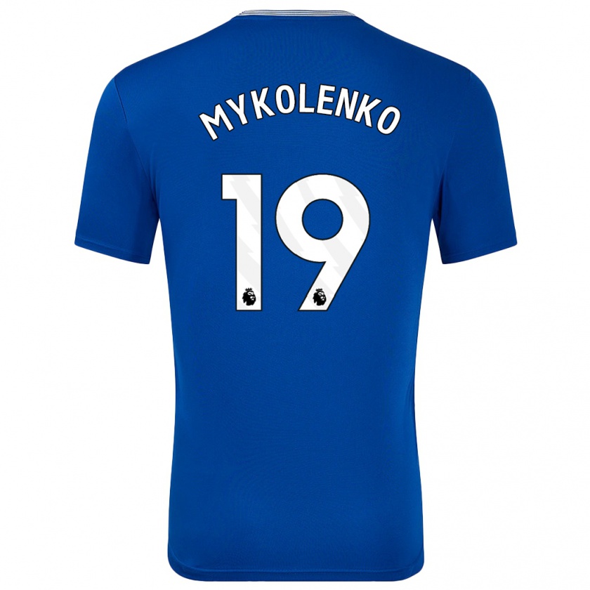 Kandiny Kinder Vitaliy Mykolenko #19 Blau Mit Heimtrikot Trikot 2024/25 T-Shirt