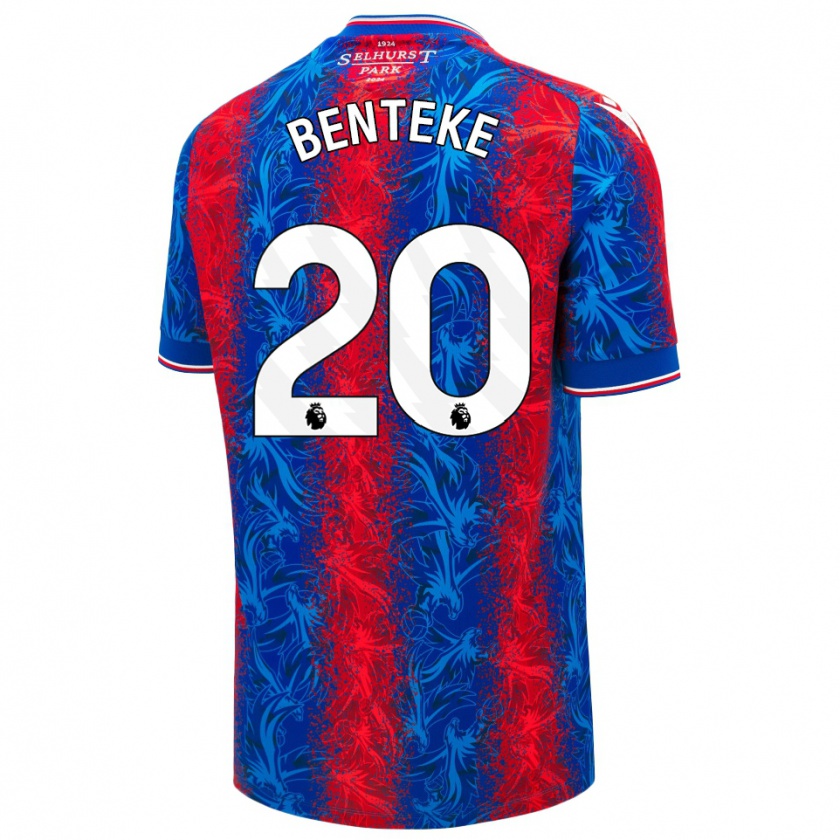 Kandiny Kinder Christian Benteke #20 Rot Blauen Streifen Heimtrikot Trikot 2024/25 T-Shirt