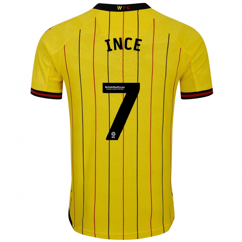 Kandiny Kinder Tom Ince #7 Gelb Schwarz Heimtrikot Trikot 2024/25 T-Shirt