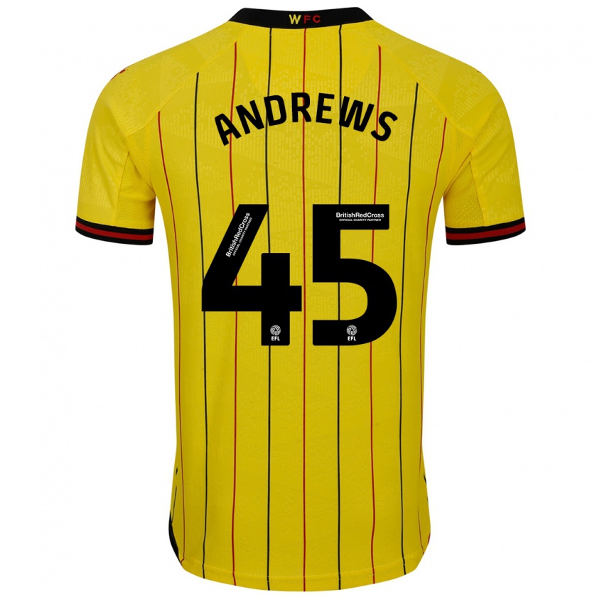 Kandiny Kinder Ryan Andrews #45 Gelb Schwarz Heimtrikot Trikot 2024/25 T-Shirt