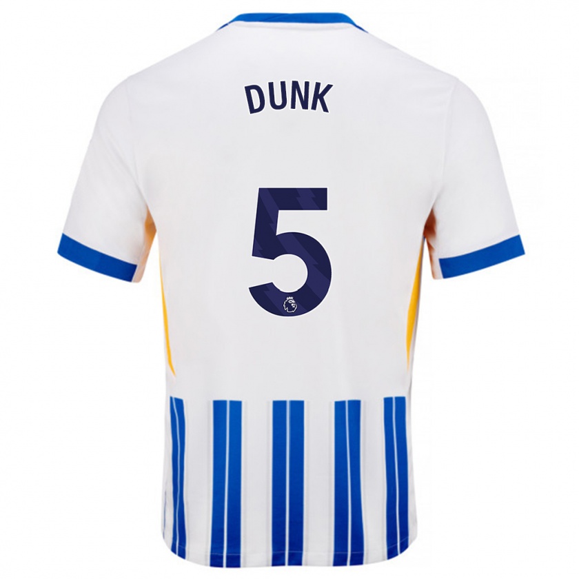 Kandiny Kinder Lewis Dunk #5 Weiß Blaue Nadelstreifen Heimtrikot Trikot 2024/25 T-Shirt