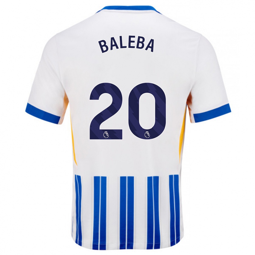 Kandiny Kinder Carlos Baleba #20 Weiß Blaue Nadelstreifen Heimtrikot Trikot 2024/25 T-Shirt