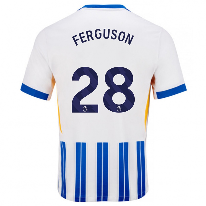 Kandiny Kinder Evan Ferguson #28 Weiß Blaue Nadelstreifen Heimtrikot Trikot 2024/25 T-Shirt