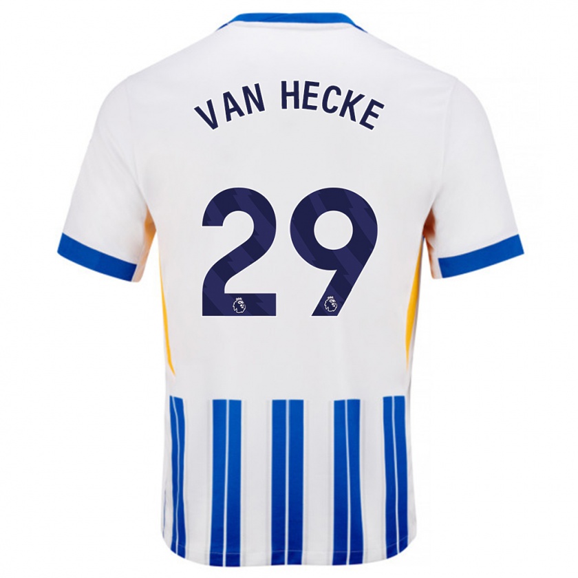 Kandiny Kinder Jan Paul Van Hecke #29 Weiß Blaue Nadelstreifen Heimtrikot Trikot 2024/25 T-Shirt