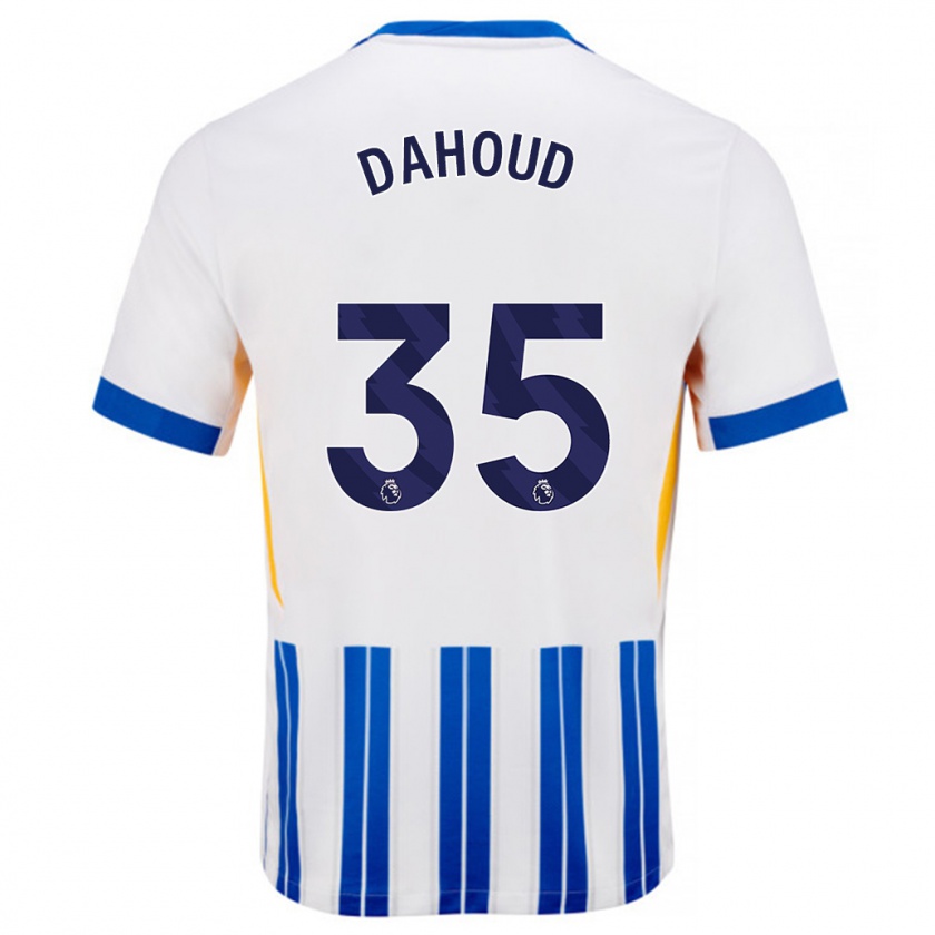 Kandiny Kinder Mahmoud Dahoud #35 Weiß Blaue Nadelstreifen Heimtrikot Trikot 2024/25 T-Shirt