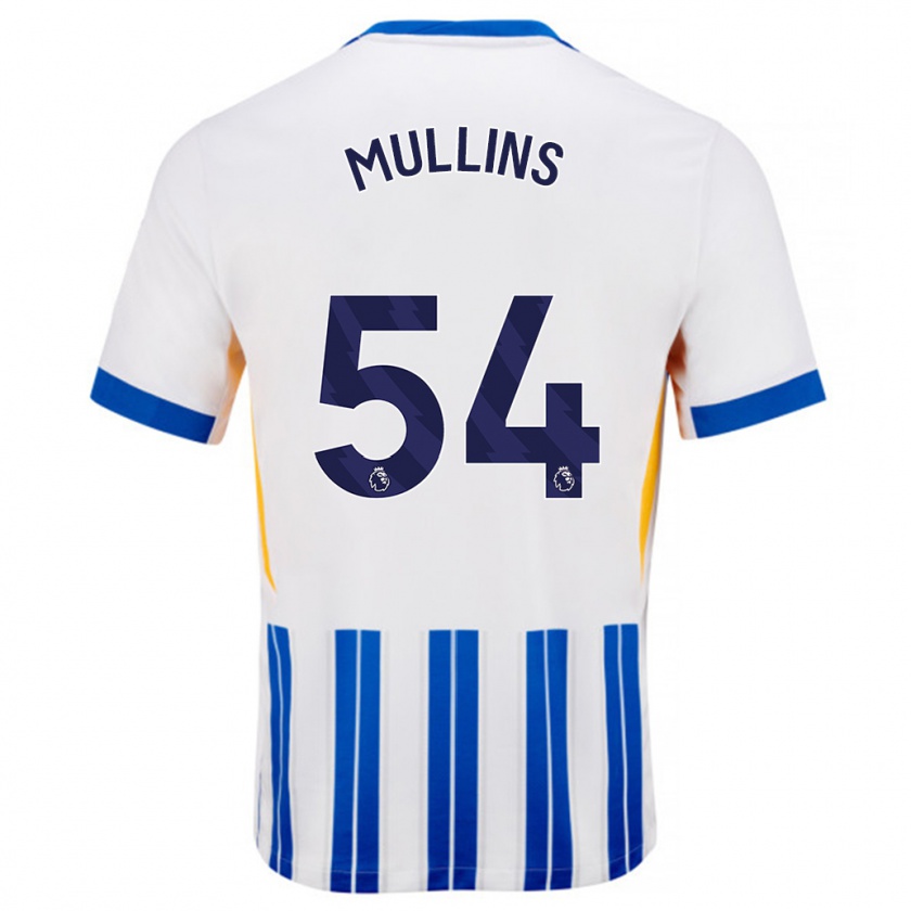 Kandiny Kinder Jamie Mullins #54 Weiß Blaue Nadelstreifen Heimtrikot Trikot 2024/25 T-Shirt