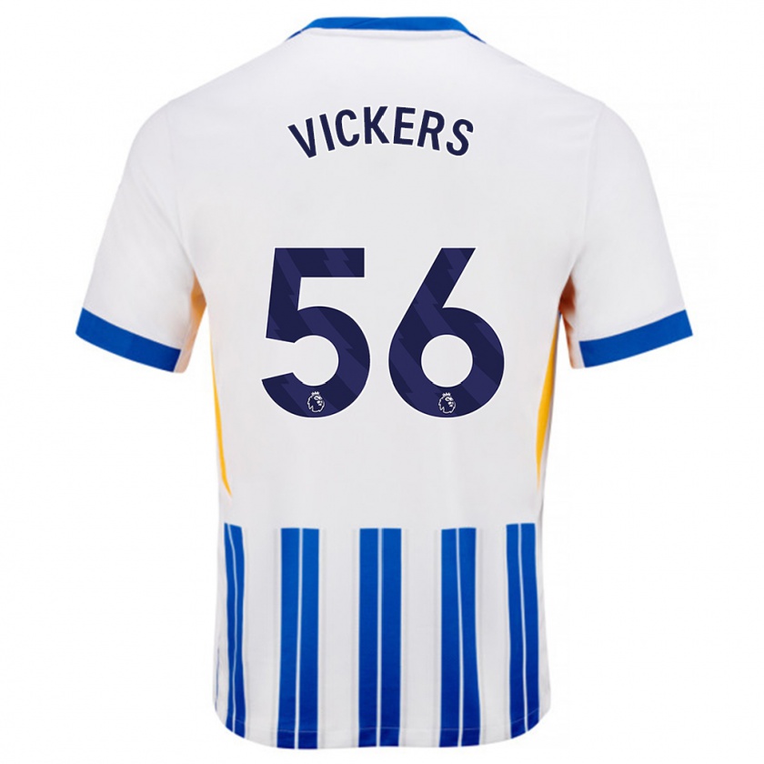 Kandiny Kinder Caylan Vickers #56 Weiß Blaue Nadelstreifen Heimtrikot Trikot 2024/25 T-Shirt