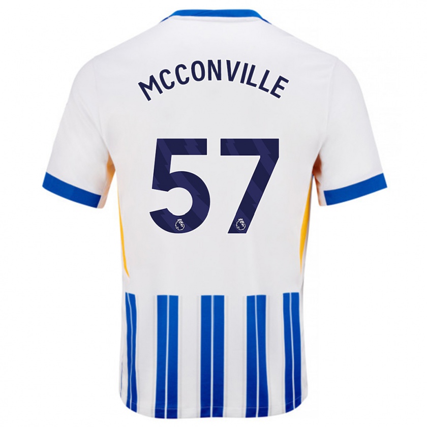 Kandiny Kinder Ruairi Mcconville #57 Weiß Blaue Nadelstreifen Heimtrikot Trikot 2024/25 T-Shirt