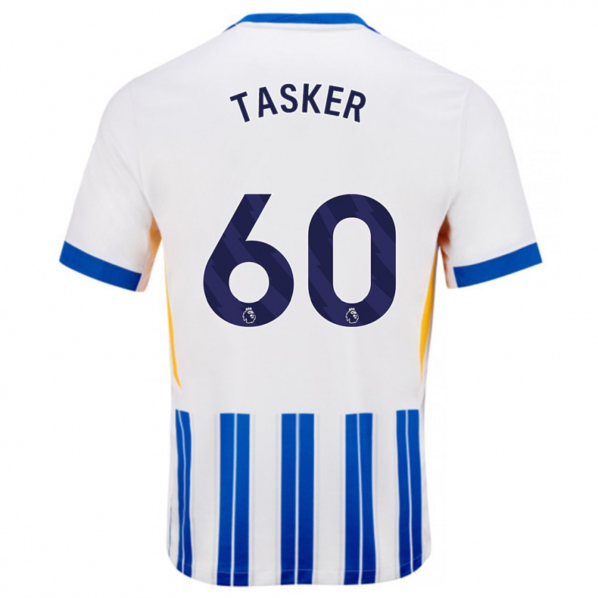 Kandiny Kinder Charlie Tasker #60 Weiß Blaue Nadelstreifen Heimtrikot Trikot 2024/25 T-Shirt