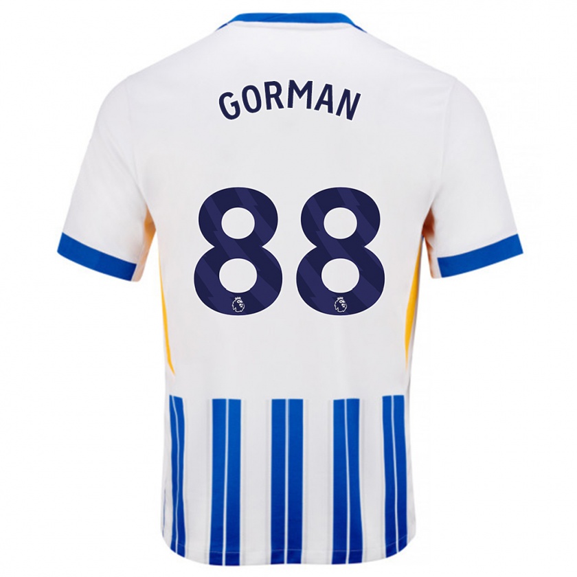 Kandiny Kinder Ronnie Gorman #88 Weiß Blaue Nadelstreifen Heimtrikot Trikot 2024/25 T-Shirt