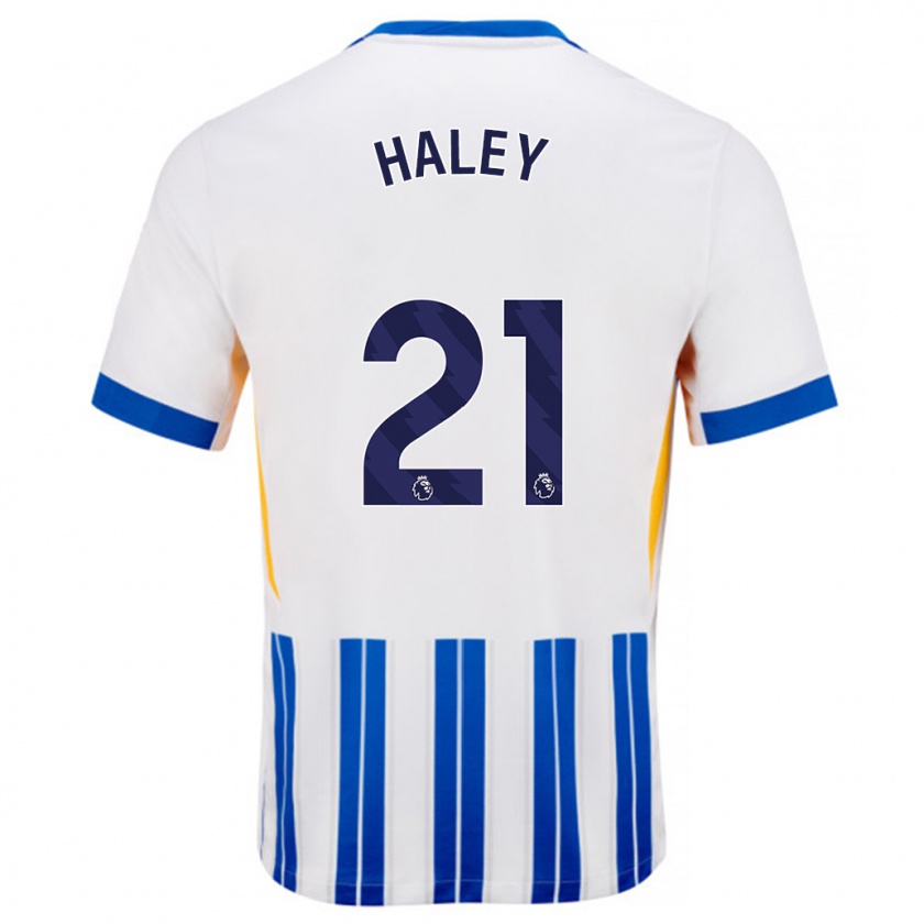 Kandiny Kinder Madison Haley #21 Weiß Blaue Nadelstreifen Heimtrikot Trikot 2024/25 T-Shirt