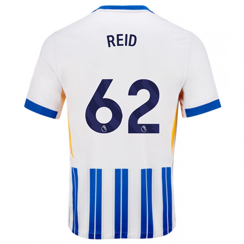 Kandiny Kinder Tommy Reid #62 Weiß Blaue Nadelstreifen Heimtrikot Trikot 2024/25 T-Shirt