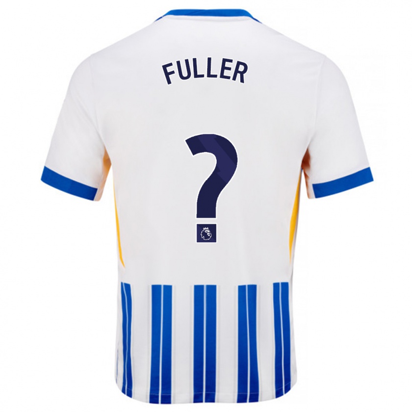 Kandiny Kinder Jaydon Fuller #0 Weiß Blaue Nadelstreifen Heimtrikot Trikot 2024/25 T-Shirt