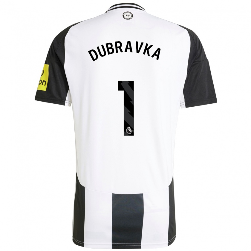 Kandiny Kinder Martin Dúbravka #1 Weiß Schwarz Heimtrikot Trikot 2024/25 T-Shirt