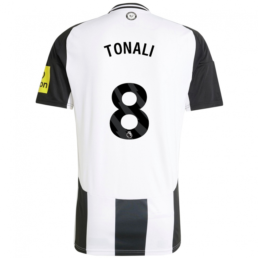 Kandiny Kinder Sandro Tonali #8 Weiß Schwarz Heimtrikot Trikot 2024/25 T-Shirt