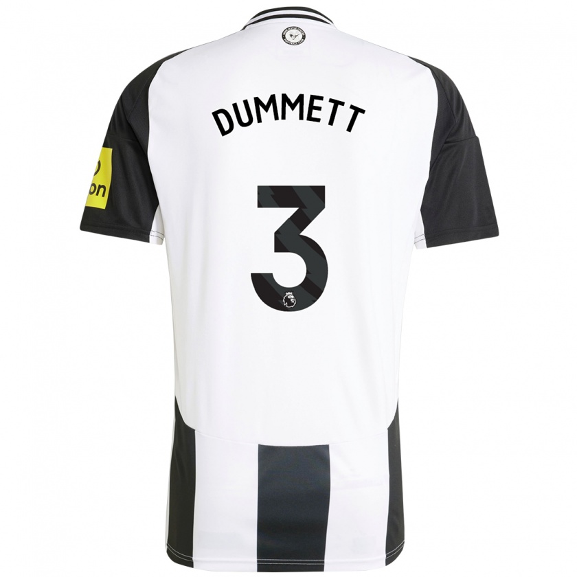 Kandiny Kinder Paul Dummett #3 Weiß Schwarz Heimtrikot Trikot 2024/25 T-Shirt