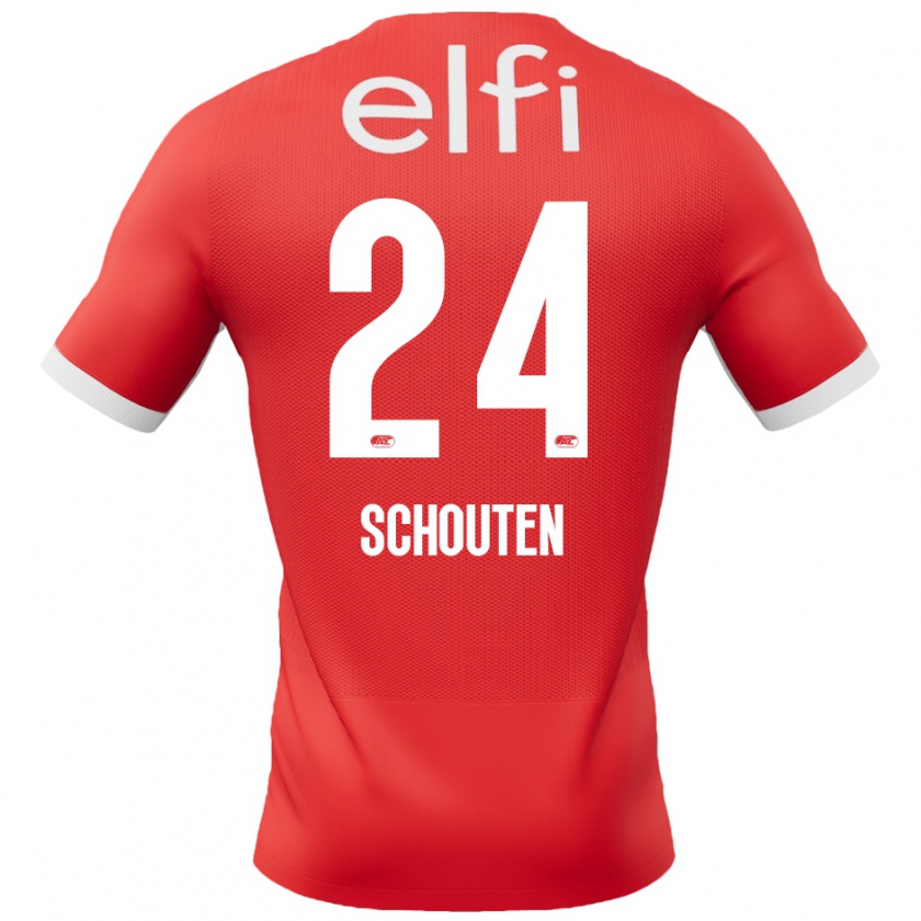 Kandiny Kinder Lewis Schouten #24 Rot Weiß Heimtrikot Trikot 2024/25 T-Shirt