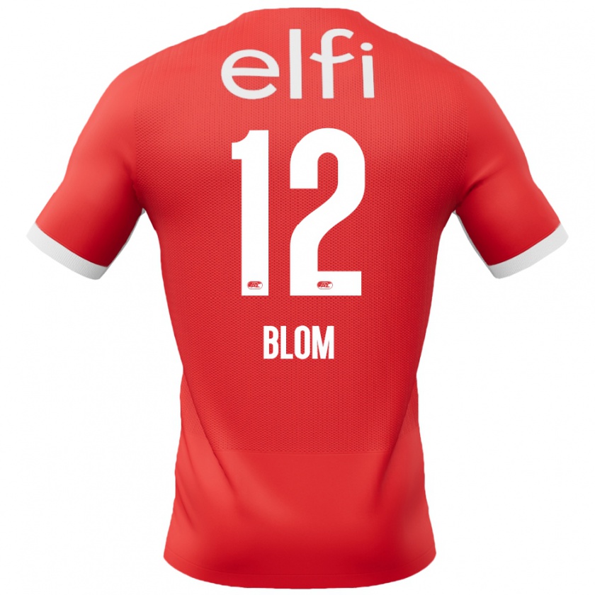 Kandiny Kinder Robin Blom #12 Rot Weiß Heimtrikot Trikot 2024/25 T-Shirt