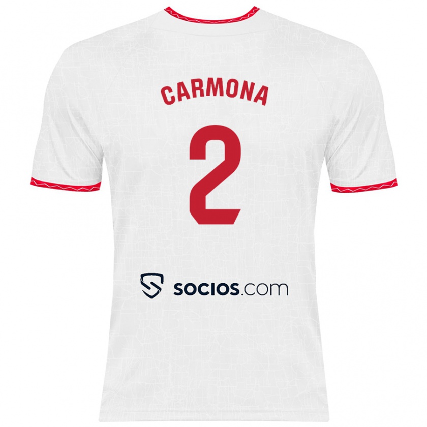 Kandiny Kinder José Ángel Carmona #2 Weiß Rot Heimtrikot Trikot 2024/25 T-Shirt