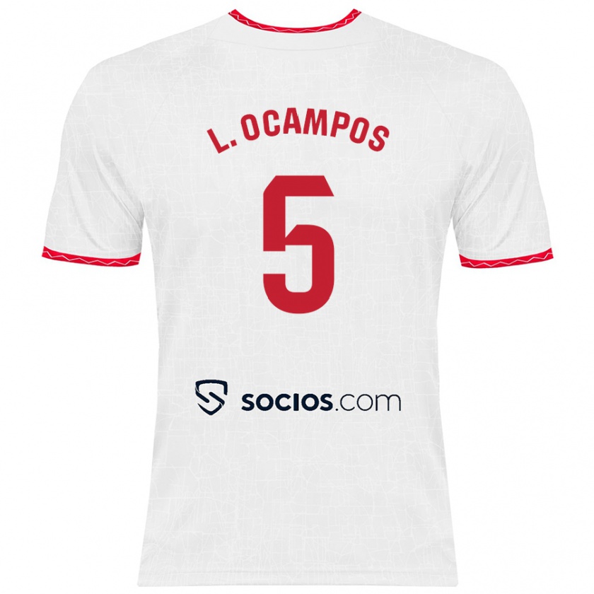 Kandiny Kinder Lucas Ocampos #5 Weiß Rot Heimtrikot Trikot 2024/25 T-Shirt