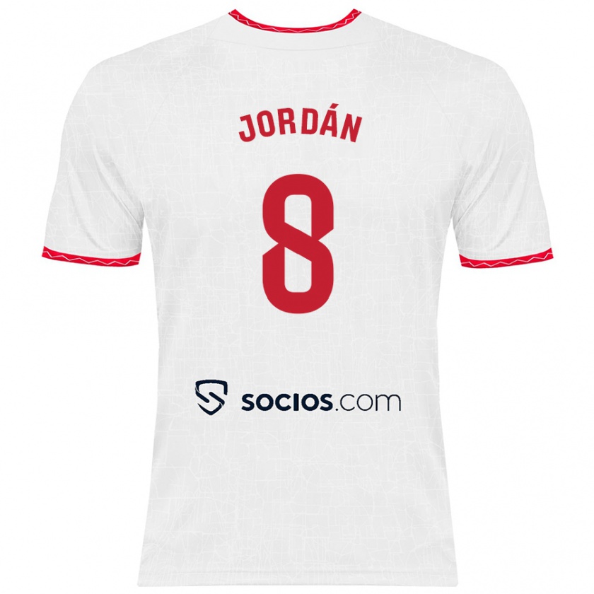 Kandiny Kinder Joan Jordán #8 Weiß Rot Heimtrikot Trikot 2024/25 T-Shirt