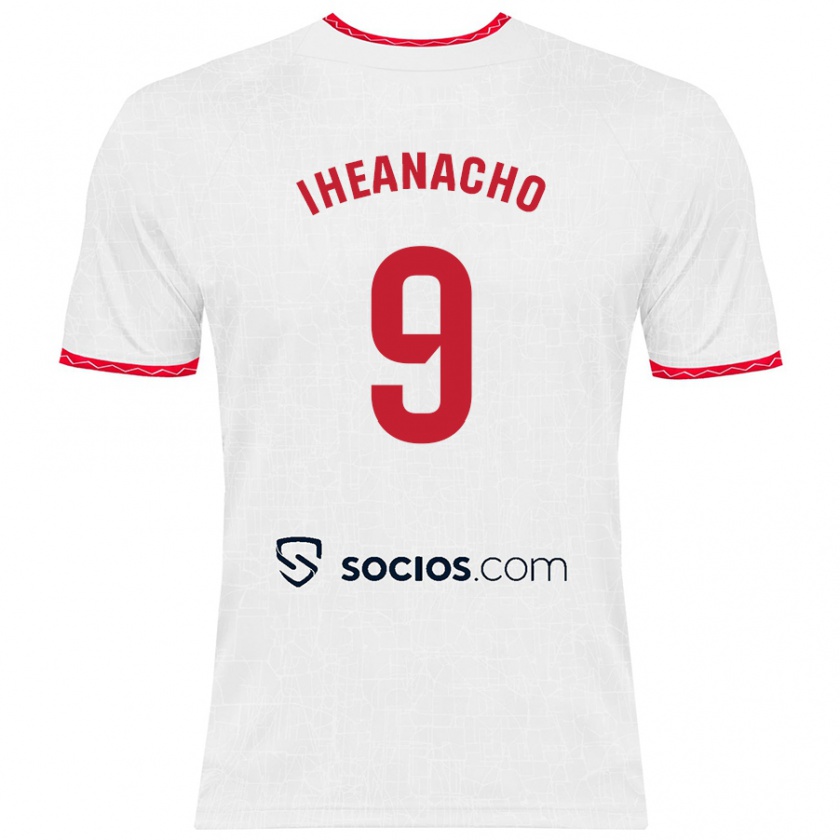 Kandiny Kinder Kelechi Iheanacho #9 Weiß Rot Heimtrikot Trikot 2024/25 T-Shirt