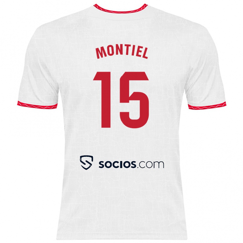 Kandiny Kinder Gonzalo Montiel #15 Weiß Rot Heimtrikot Trikot 2024/25 T-Shirt