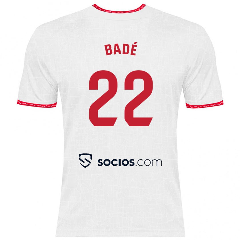 Kandiny Kinder Loïc Badé #22 Weiß Rot Heimtrikot Trikot 2024/25 T-Shirt