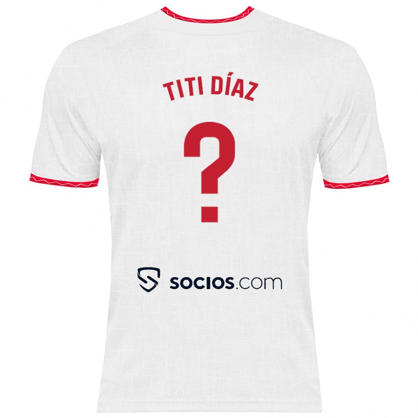 Kandiny Kinder Titi Díaz #0 Weiß Rot Heimtrikot Trikot 2024/25 T-Shirt