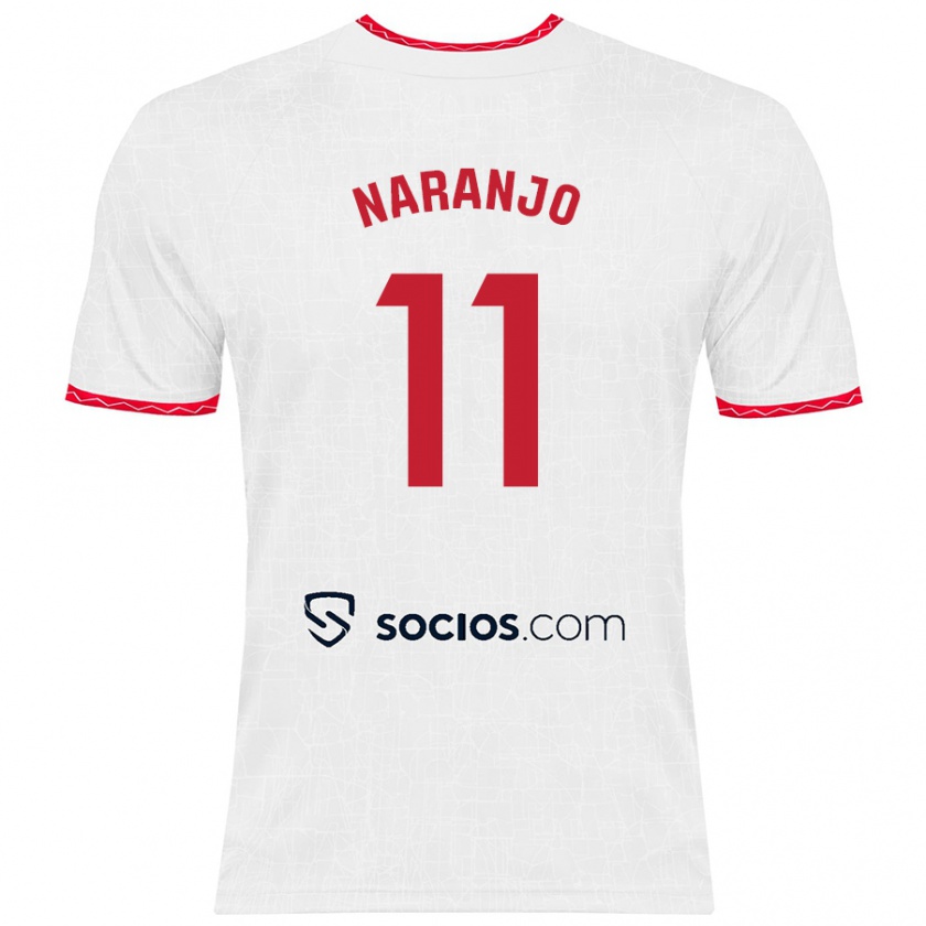 Kandiny Kinder Mario Naranjo #11 Weiß Rot Heimtrikot Trikot 2024/25 T-Shirt