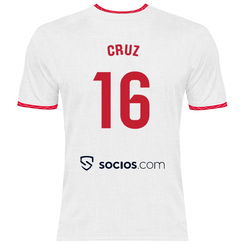 Kandiny Kinder Jesús Cruz #16 Weiß Rot Heimtrikot Trikot 2024/25 T-Shirt