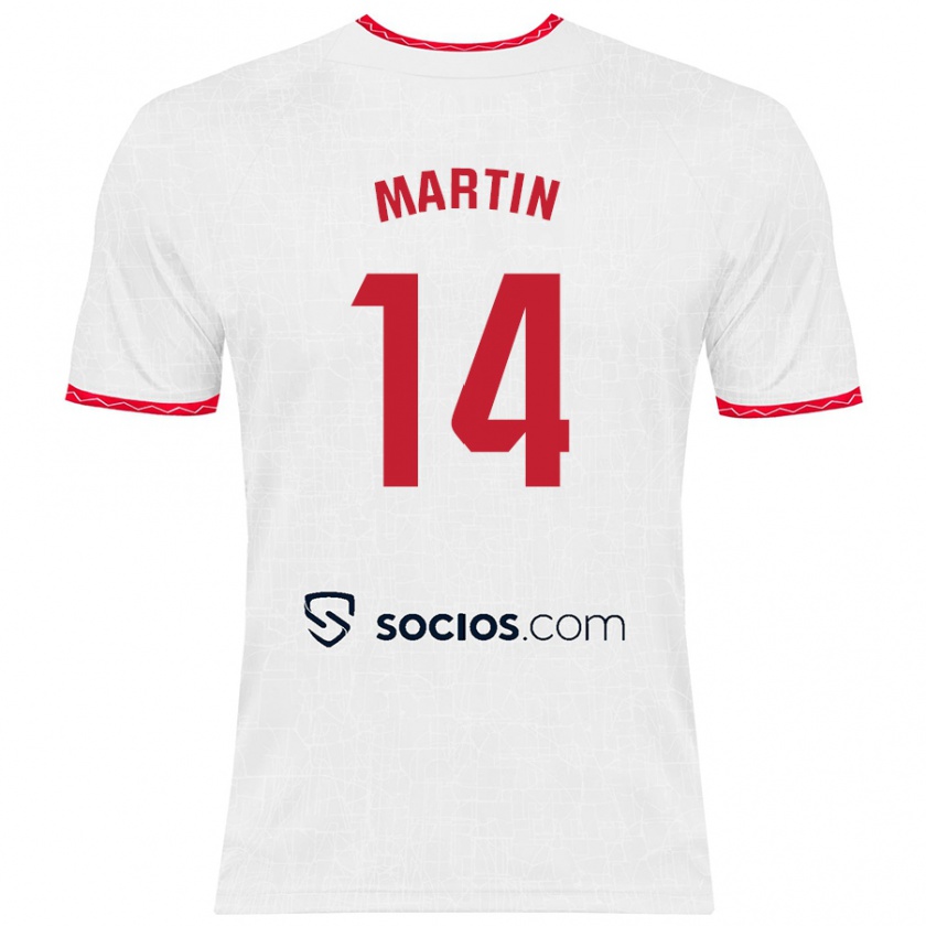 Kandiny Kinder Nazareth Martín #14 Weiß Rot Heimtrikot Trikot 2024/25 T-Shirt