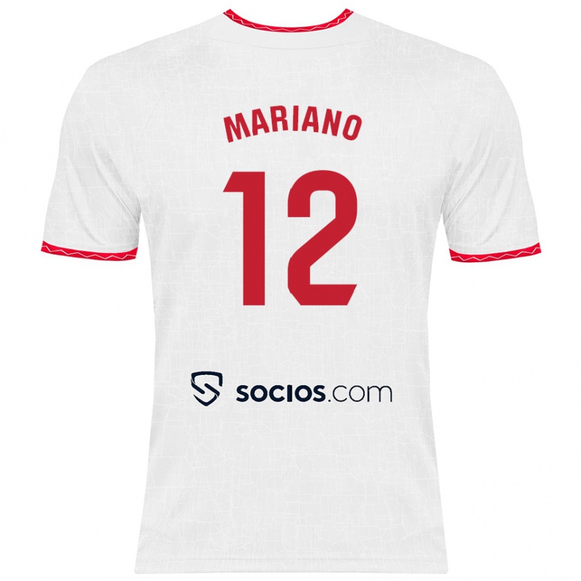 Kandiny Kinder Mariano Díaz #12 Weiß Rot Heimtrikot Trikot 2024/25 T-Shirt